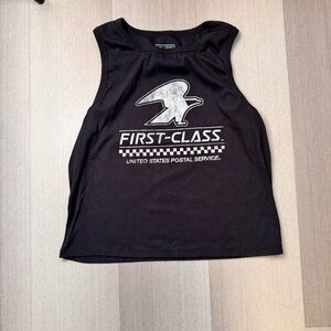 US Postal Service Cropped Tank Top Black Vintage-Style